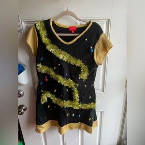 Festive Black and Gold Mini Dress